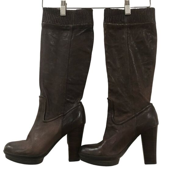 FRYE Leather Scrunch Brown Boots, Size 6.5 - Picture 2 of 12